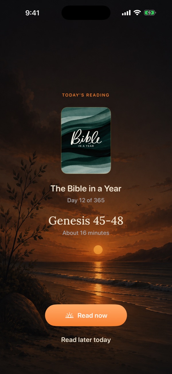 Today's reading: The Bible in a Year, Day 12 of 365, Genesis 45&ndash;48, about 16 minutes.